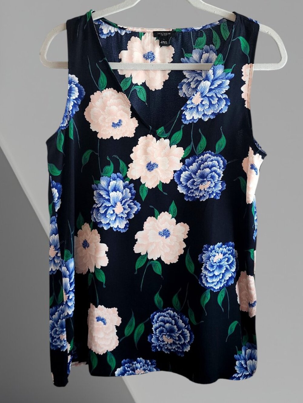 Ann Taylor Factory Sleeveless Blouse Top Floral Black Multicolor S